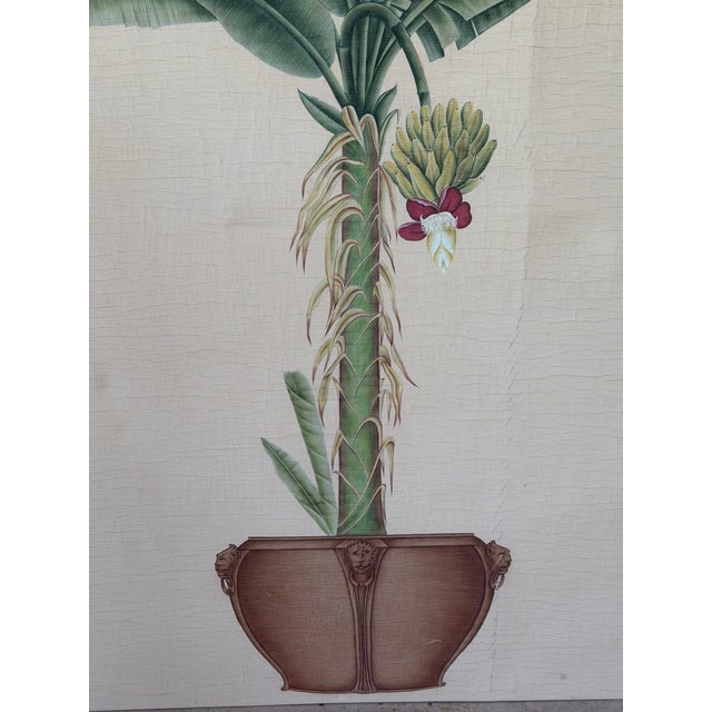 Light Yellow Monumental Tropical Coastal Boho Botanical Palm Panels Wall Art– Pair For Sale - Image 8 of 12