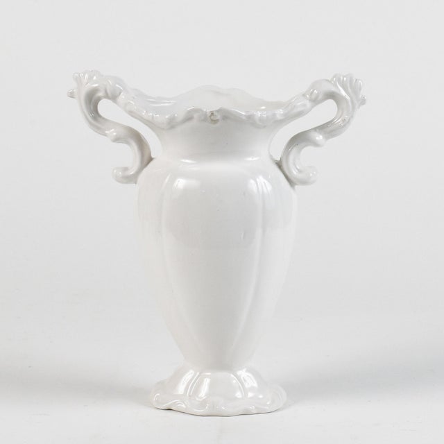 1940s White Ceramic Vase with 2 Handles by Torino For Sale - Image 5 of 9