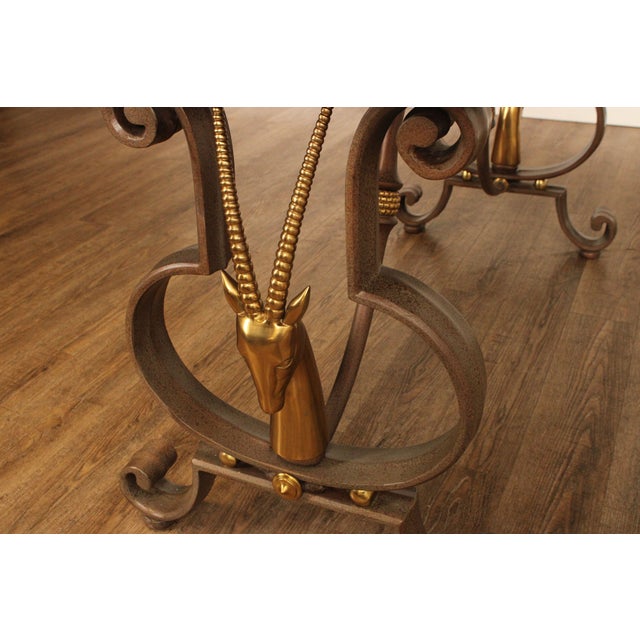 Tessellated Top Brass Gazelle Console Table For Sale - Image 12 of 12