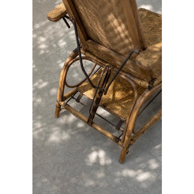 Vintage German Rattan Lounge Chair with Extendable Ottoman, 1930s For Sale - Image 6 of 18
