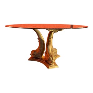 Hollywood Regency Solid Brass Dolphin Dining Table