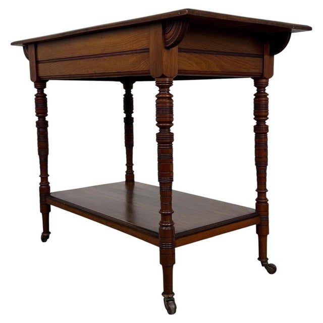 2000 - 2009 Antique English Walnut Side Table, 1900s For Sale - Image 5 of 10