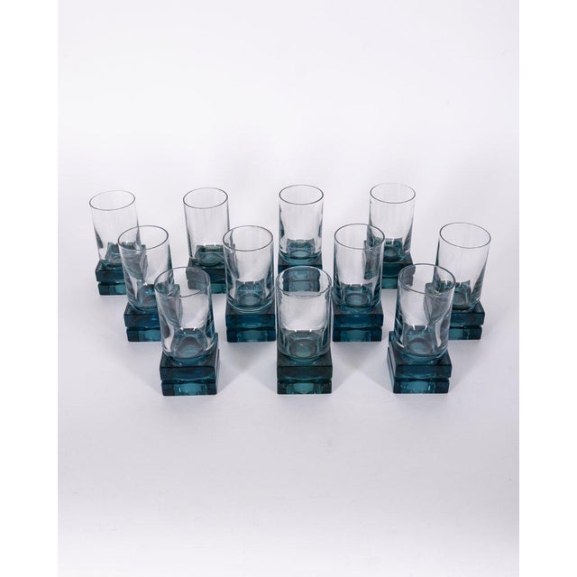 Vintage Italian Blue Crystal Glasses, 1970s, Set of 11 For Sale - Image 10 of 10