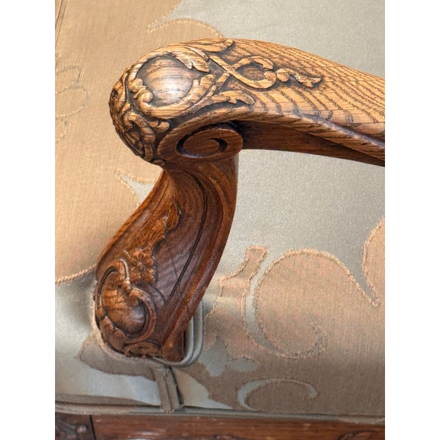 Gold 19th Century Pair of French Regence-Style Walnut Armchairs For Sale - Image 8 of 12