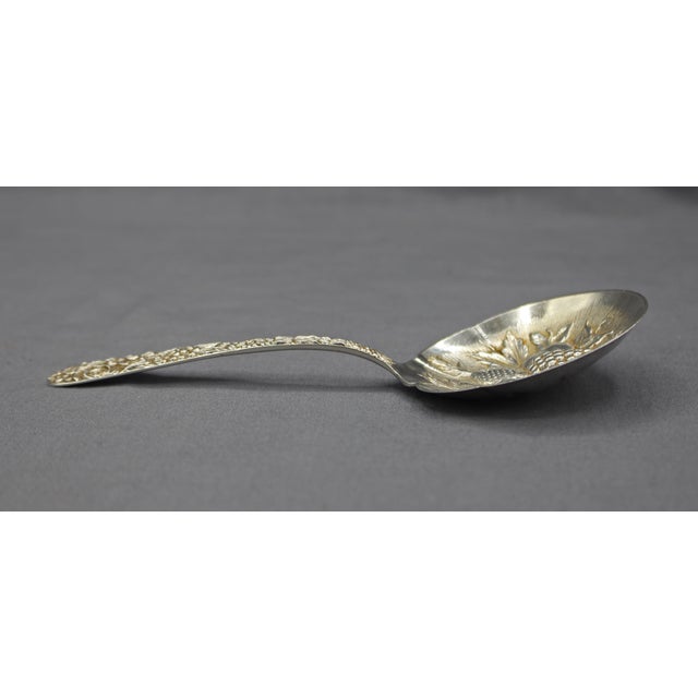 Traditional Pair of 1924 S. Kirk & Son Sterling Silver Repousse Spoons For Sale - Image 3 of 6