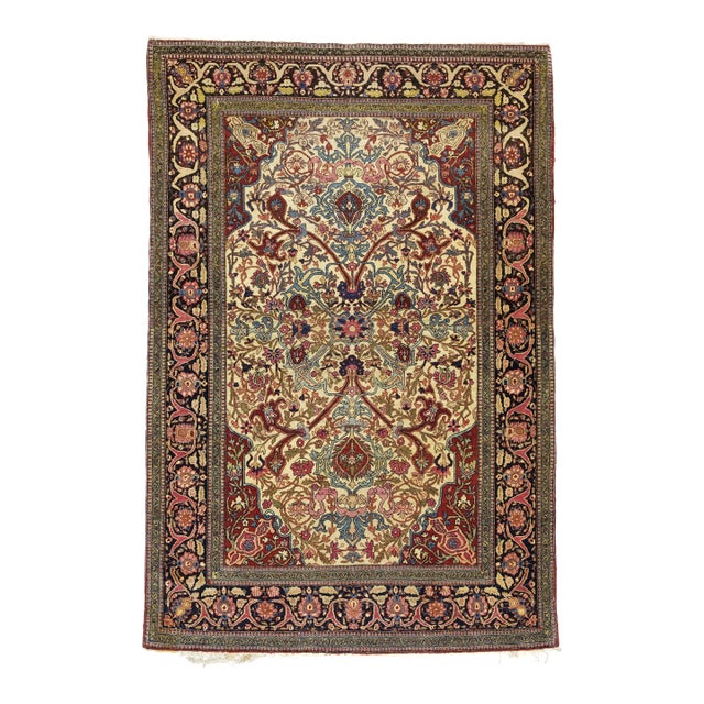 Antique Persian Tehran Rug 4’8" X 7’2” For Sale