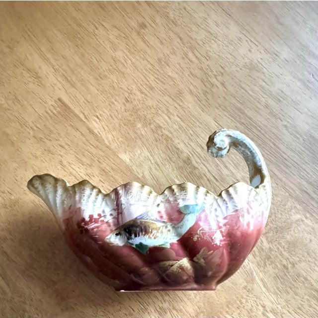 French Limoges Hand-Painted Fish Plate Set With Sauce Boat, 1950s For Sale In Philadelphia - Image 6 of 12