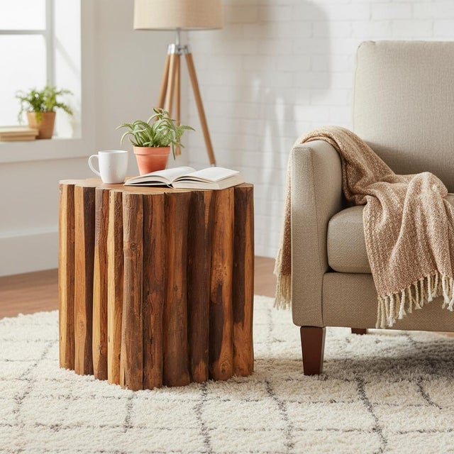 "Dimensions: 14"" W x 14"" D x 18"" H This piece utilizes old re-claimed woods and is handcrafted by artisans using basic...