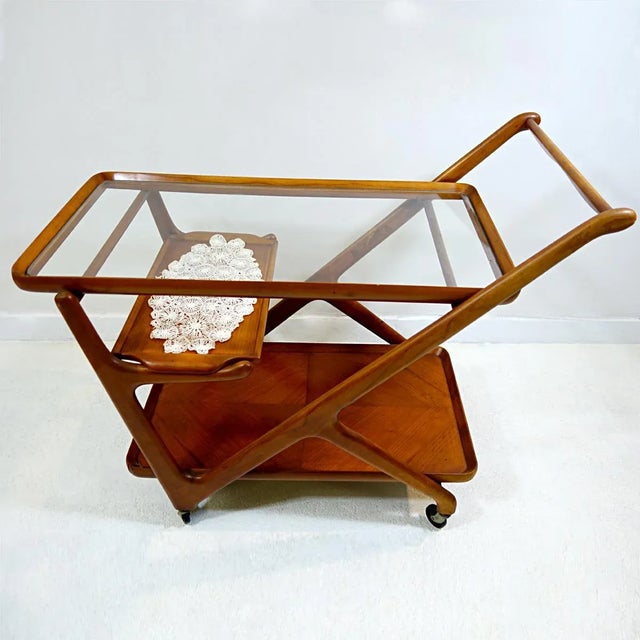 Wood Wooden Tea Trolley by Cesare Lacca for Cassina, 1950s For Sale - Image 7 of 8