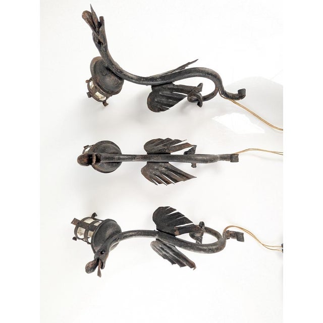 Wrought Iron Dragon Wall Lights, 1890s, Set of 3 For Sale - Image 5 of 8