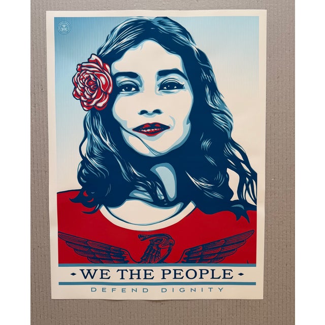 Paper We the People Defend Dignity, Protect Each Other, Are Greater Than Fear Posters from Shepard Fairey, 2017, Set of 3 For Sale - Image 7 of 13