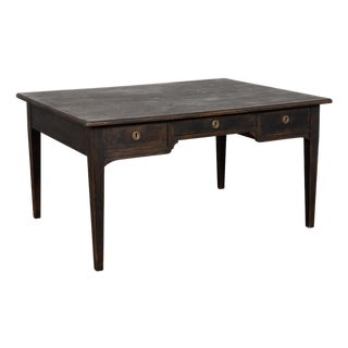 19th Century Swedish Black Painted Pine Partner’s Desk For Sale