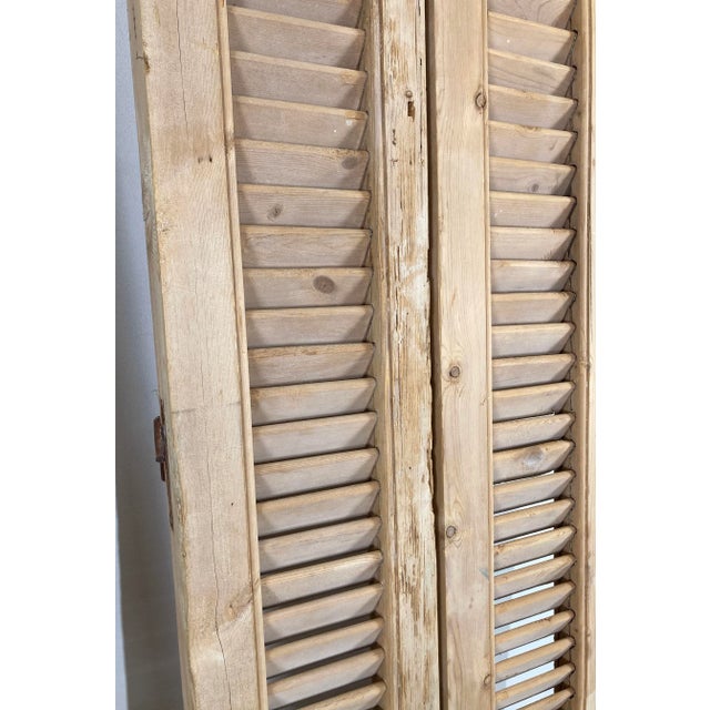 Late 19th Century Antique French Bleached Wood Shutters, a Pair For Sale - Image 5 of 7
