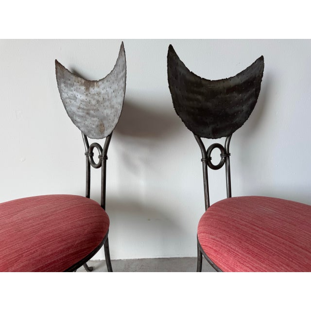 1980’s Vintage Handmade Brutalist Metal Sculptural Dining Chairs – Pair For Sale In Miami - Image 6 of 12