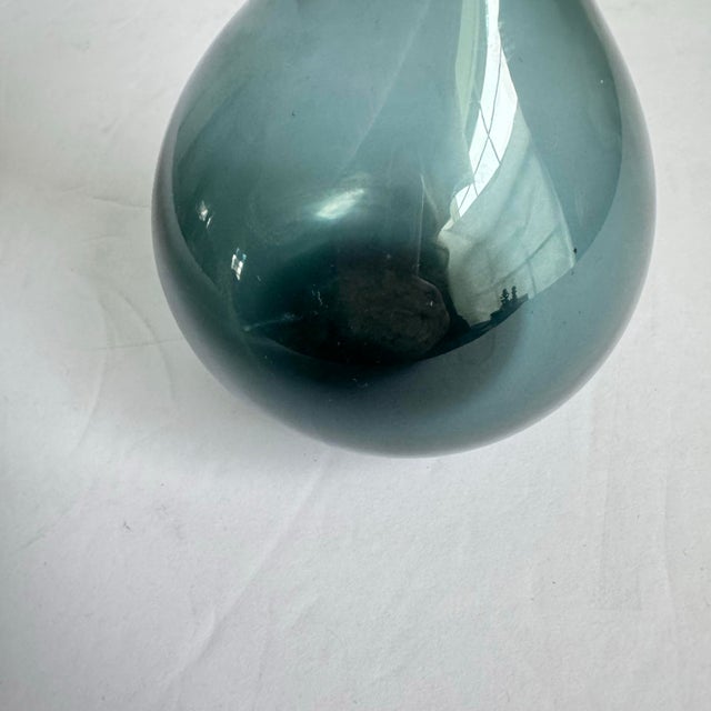 Arthur Percy Mid Century Blue Art Glass Vase Attributed to Arthur C Percy for Galluskruf 9.25" For Sale - Image 4 of 6