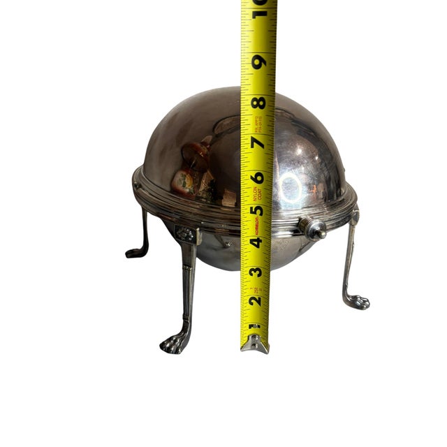Vintage Carrington Hotel Silverplate Chafing Dish With Domed Lid & Claw Feet For Sale - Image 4 of 12