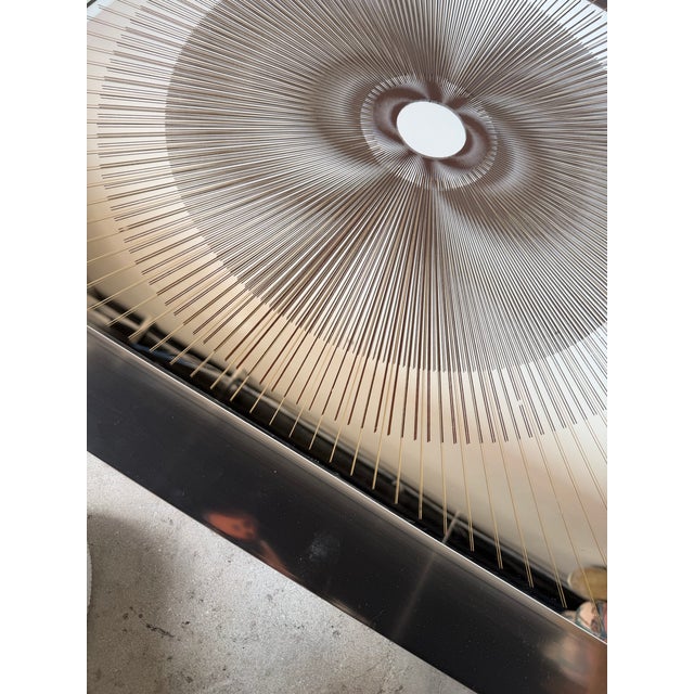 1970s Vintage Op Art Sunburst Glass Wall Art in Chrome Aluminum Frame, Signed For Sale - Image 9 of 12