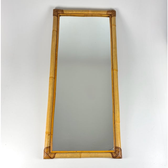 Mid-Century Bamboo Mirror, Italy, 1960s For Sale - Image 6 of 6