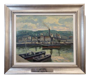 Julio Pérez Torres, Bilbao Estuary, 1960s, Oil on Canvas