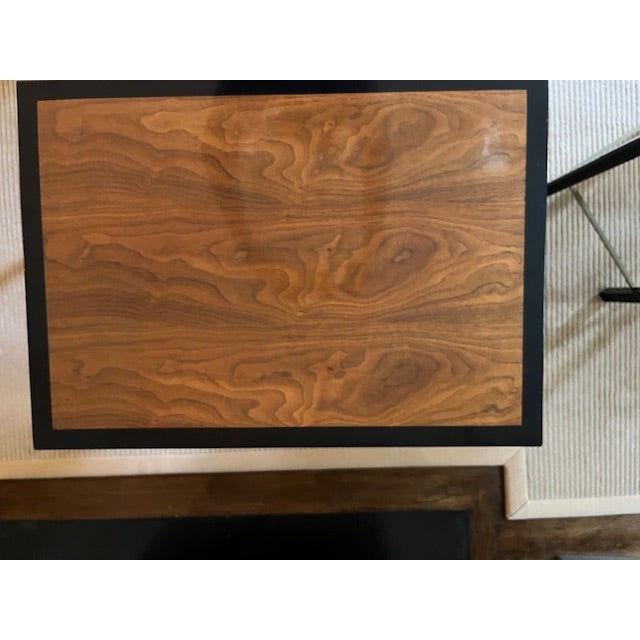 1950s Edward Wormley for Dunbar Walnut, Ebonized Wood & Brass Nesting Tables With Companion Side Table, Set of 4 For Sale - Image 5 of 9
