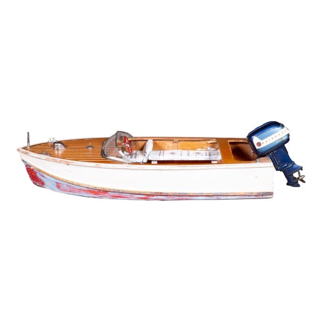 Diecast K & O Models Evinrude Big Twin 35 Outboard Motor and Speedboat c.1955-1957 For Sale