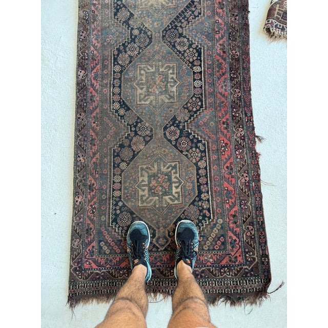 Antique Southwest Tribal Runner Deep Blackish Indigo Rug 3.4 x 9.6 For Sale - Image 9 of 12