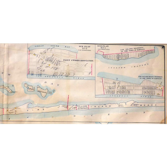 1902 Fire Island & Oak Island, New York Map Chairish