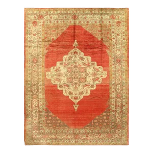 1900 - 1909 Rust Original Antique Turkish Oushak