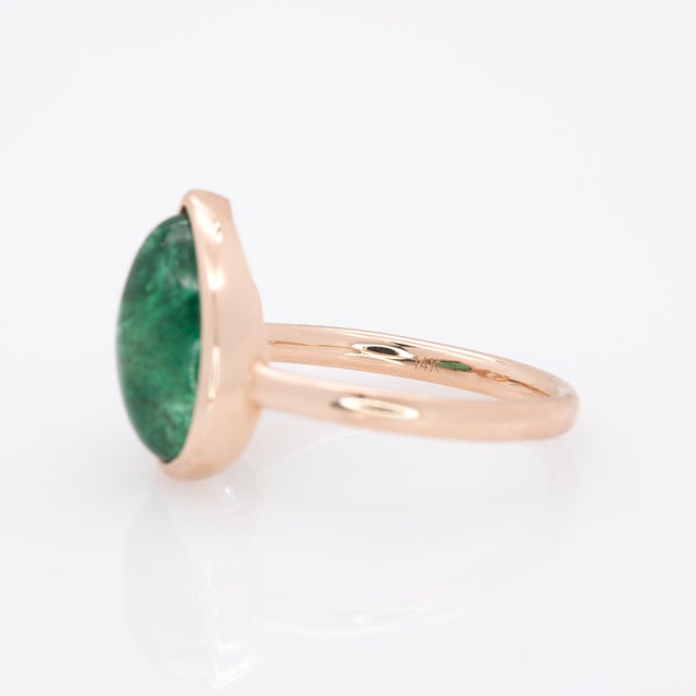 Green 3.7Ct Zambian Emerald Ring With Lab Created Diamond: Solid 14k Gold, Size 6.75 For Sale - Image 8 of 8