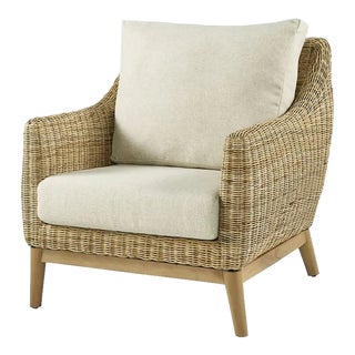 Metropolitan Club Chair, Beige, Rattan For Sale