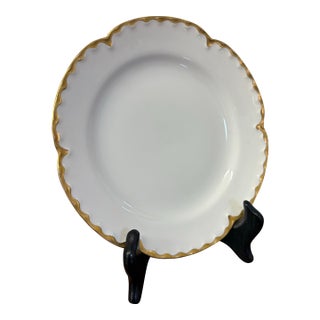 Antique French Haviland Limoges 6 Plate Set With Brass Depose Leboullanger Freres Wall Hangers For Sale