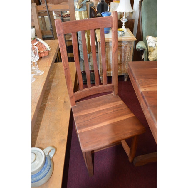 Vintage Rhodesian Teak Square Dining Kitchen Table With 2 Matching Chairs - From Zimbabwe For Sale - Image 9 of 16
