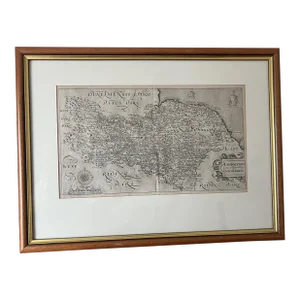 1607 Britannia, William Camden Antique Map - First Published Map of the North Riding, England - Printed 1607