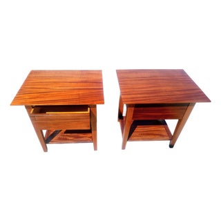 Mid-Century Craftsman African Mahogany Nightstands by Howard Thompson - A Pair For Sale