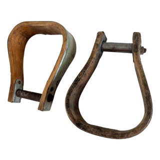 1940s Western Horse Saddle Stirrup, a Mismatched Pair For Sale