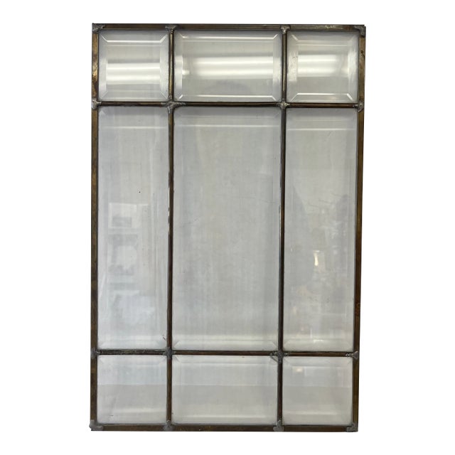 Vintage Leaded Beveled Glass Window Panel For Sale