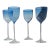1980s Josh Simpson Art Glass Wine Glasses Hombre Cobalt Cerulean Blue, Signed- Set of 4 For Sale