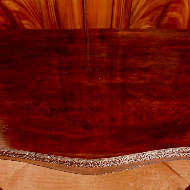 Coffee Georgian Serpentine Mahogany Game Table With Carved Rosette Edge For Sale - Image 8 of 14