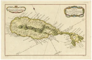 Antique French Engraved Map of Saint Kitts and Saint Christophe, 1758