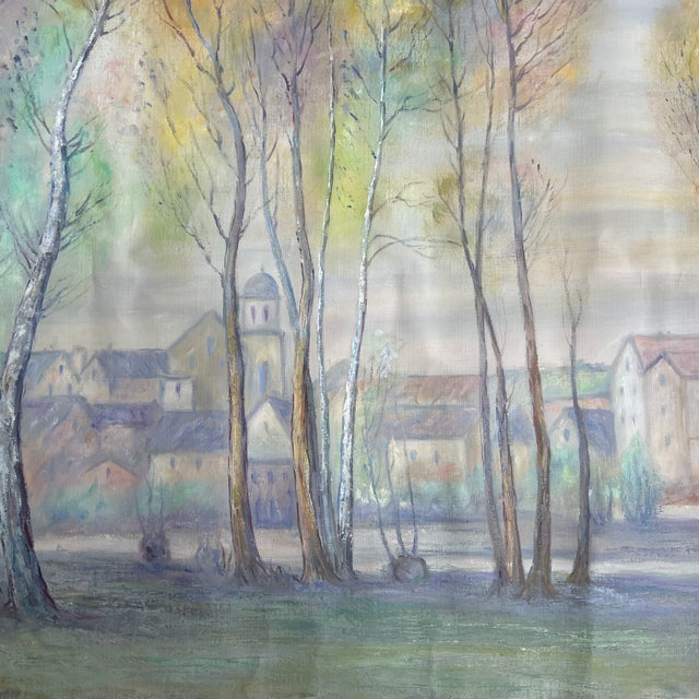 1950’s original impressionist landscape painting on unstretched canvas. Painting minus canvas border measures...