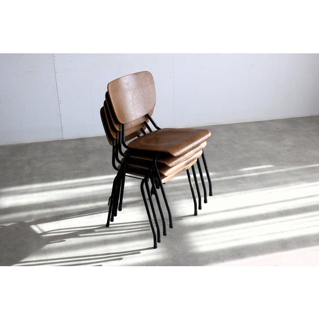 Black Vintage Industrial Stackable School Chair, 1960s For Sale - Image 8 of 9