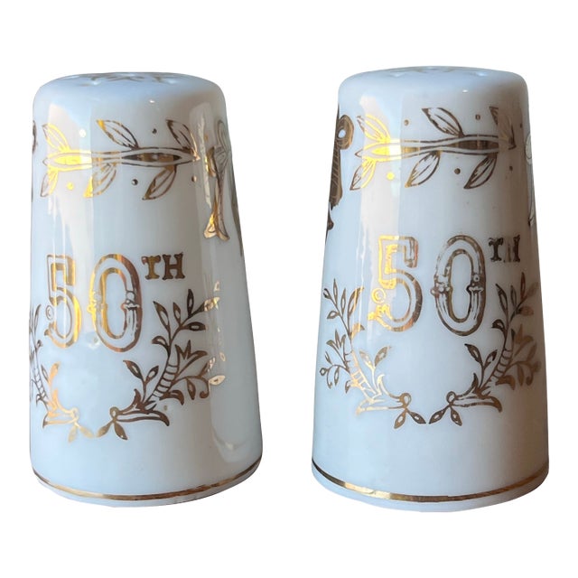Vintage Lefton 50th Anniversary Salt and Pepper Shakers, Made in Japan For Sale