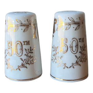 Vintage Lefton 50th Anniversary Salt and Pepper Shakers, Made in Japan