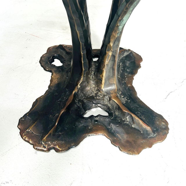 Metal Forged Table in Bronze and Dalmond Glass by Lothar Klute, 1987 For Sale - Image 7 of 12