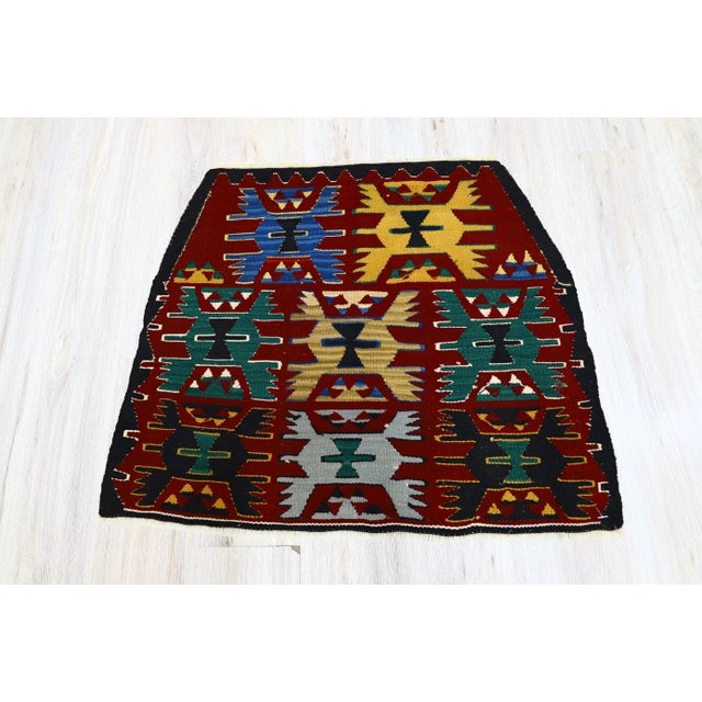 1960s Scandinavian Wool Red Handwoven Ethnic Kilim Rug For Sale - Image 13 of 13