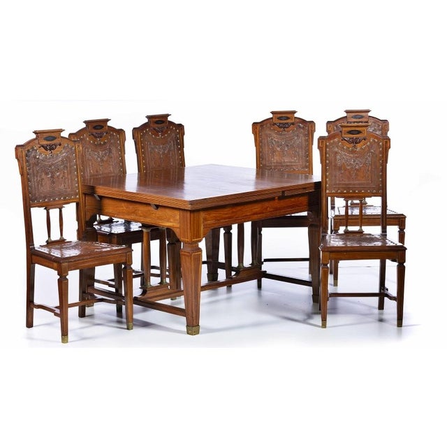 Art Nouveau Dining Room Furniture, 1920s, Set of 10 For Sale - Image 4 of 7