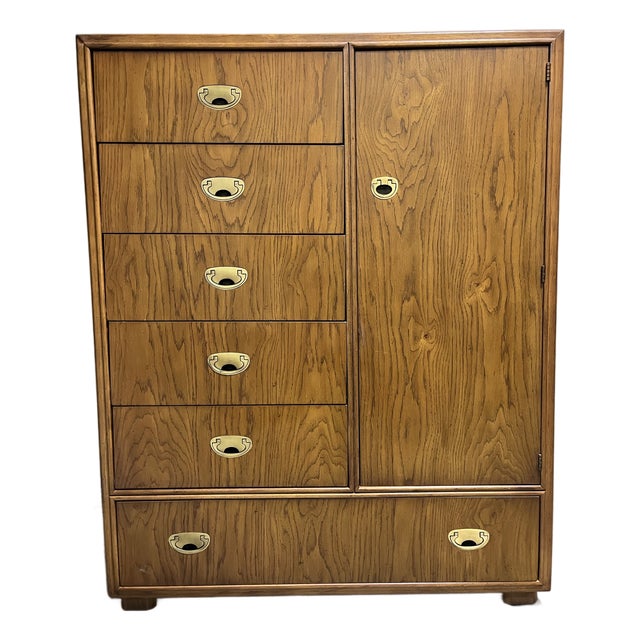 Drexel Heritage Hollywood Regency Campaign Gentleman's Chest or Armoire Dresser For Sale