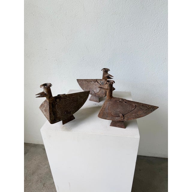Brutalist Folk Art Bird Candlesticks, 1950s, Set of 3 For Sale - Image 14 of 18