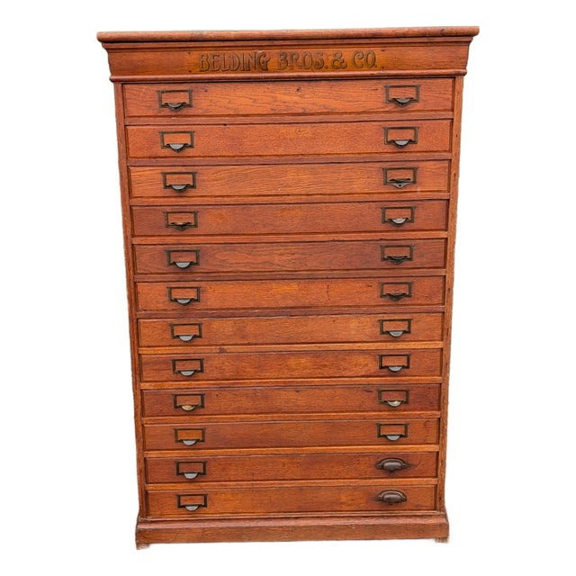 Antique Belding Bros. & Co. Oak Silk Spool Mercantile Cabinet, Circa 1900 For Sale