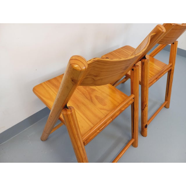 Vintage Folding Pine Chairs, 1980s, Set of 2 For Sale - Image 9 of 18